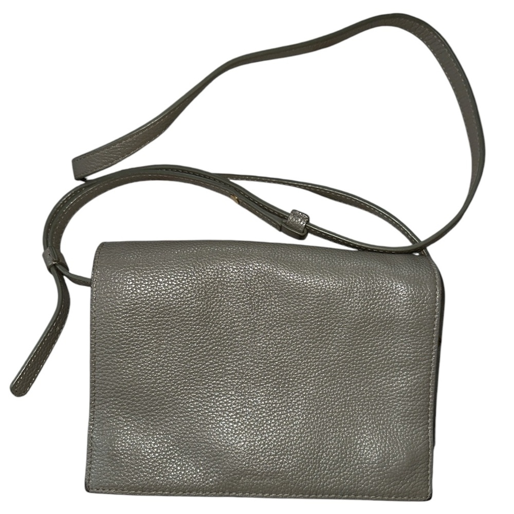 ARITZIA ALXILIARY Calisch Elephant Grey Pebbled Leather Flap Crossbody Bag